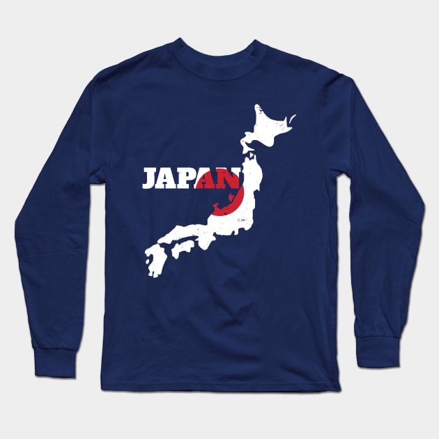 Japan map flag, Japan Falg Long Sleeve T-Shirt by maro_00